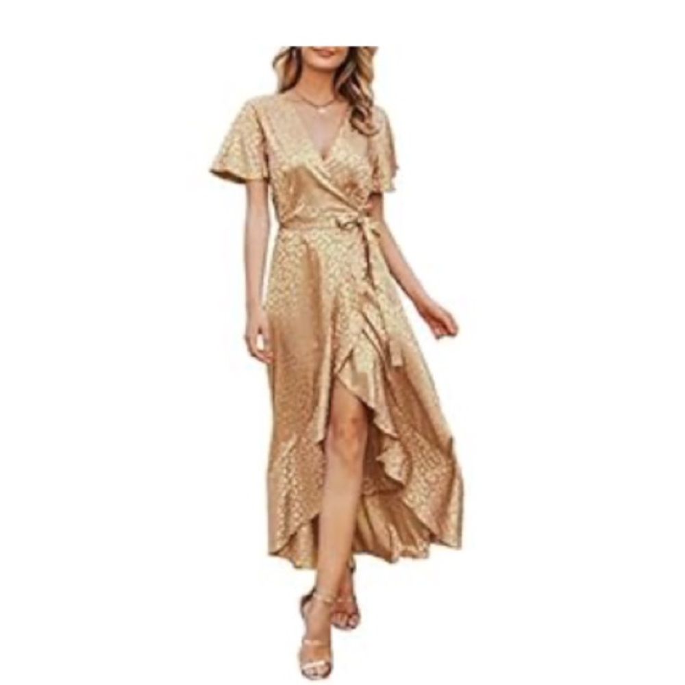 Gold Leopard Wrap Dress